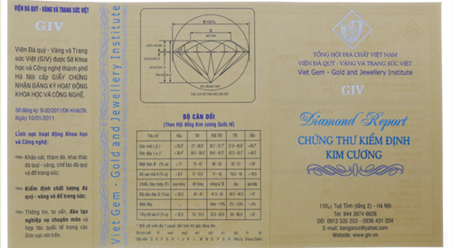 Giấy chứng nhận kiểm định của GIV