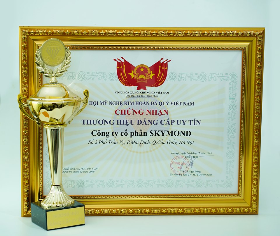 Giấy chứng nhận thương hiệu đẳng cấp uy tín Skymond