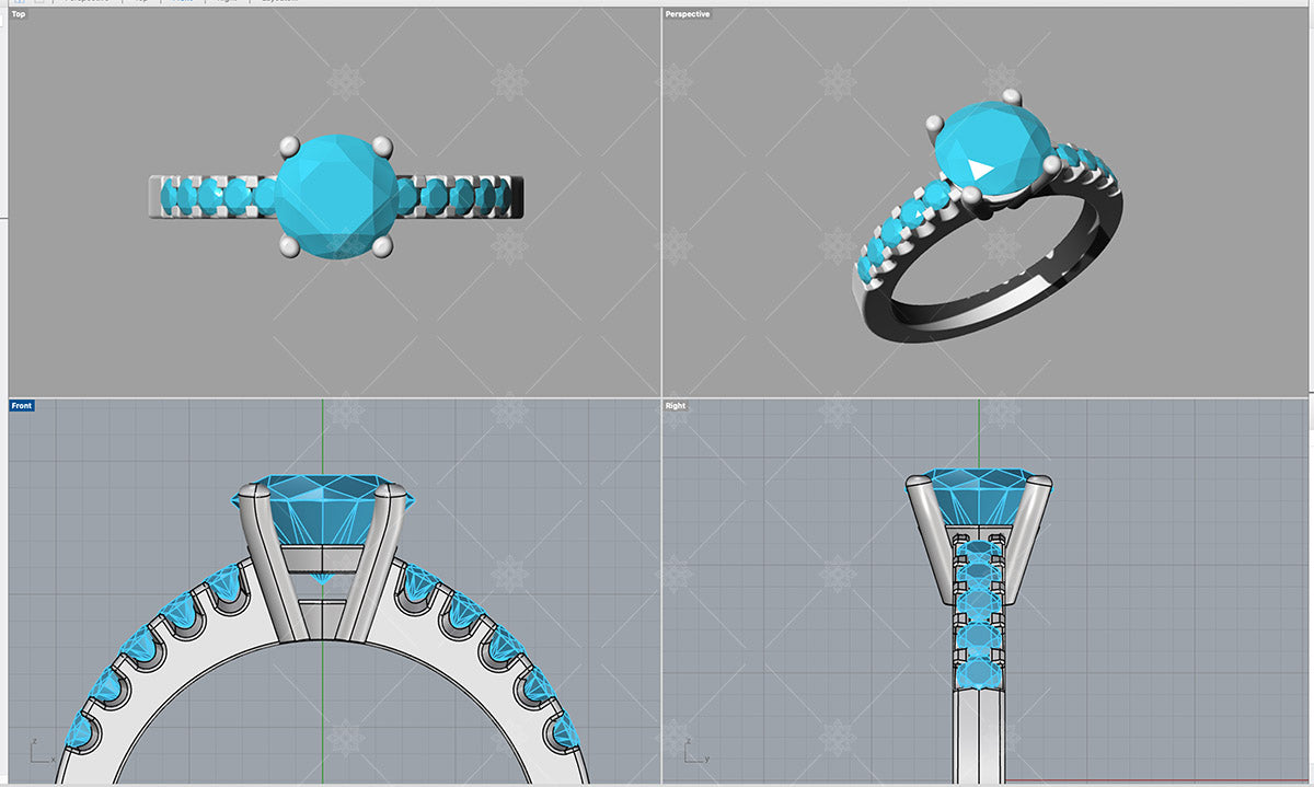 Diamond Ring 3D CAD Elevations
