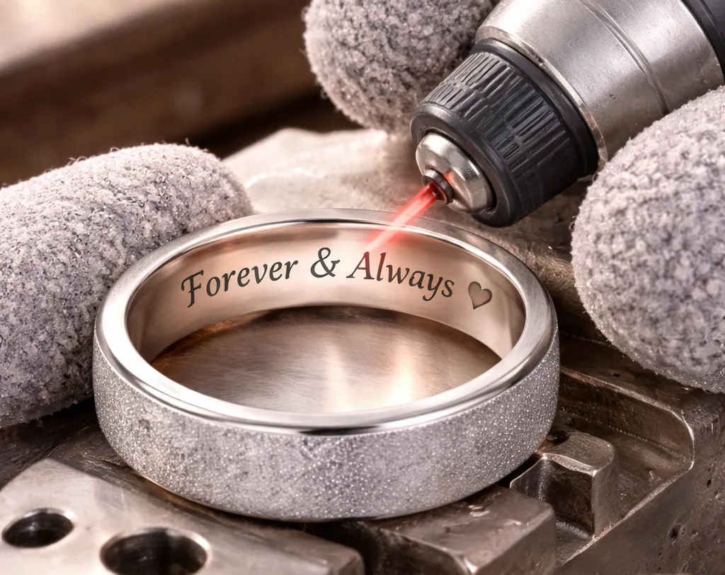 khắc chữ l&ecirc;n nhẫn cưới bằng lazer