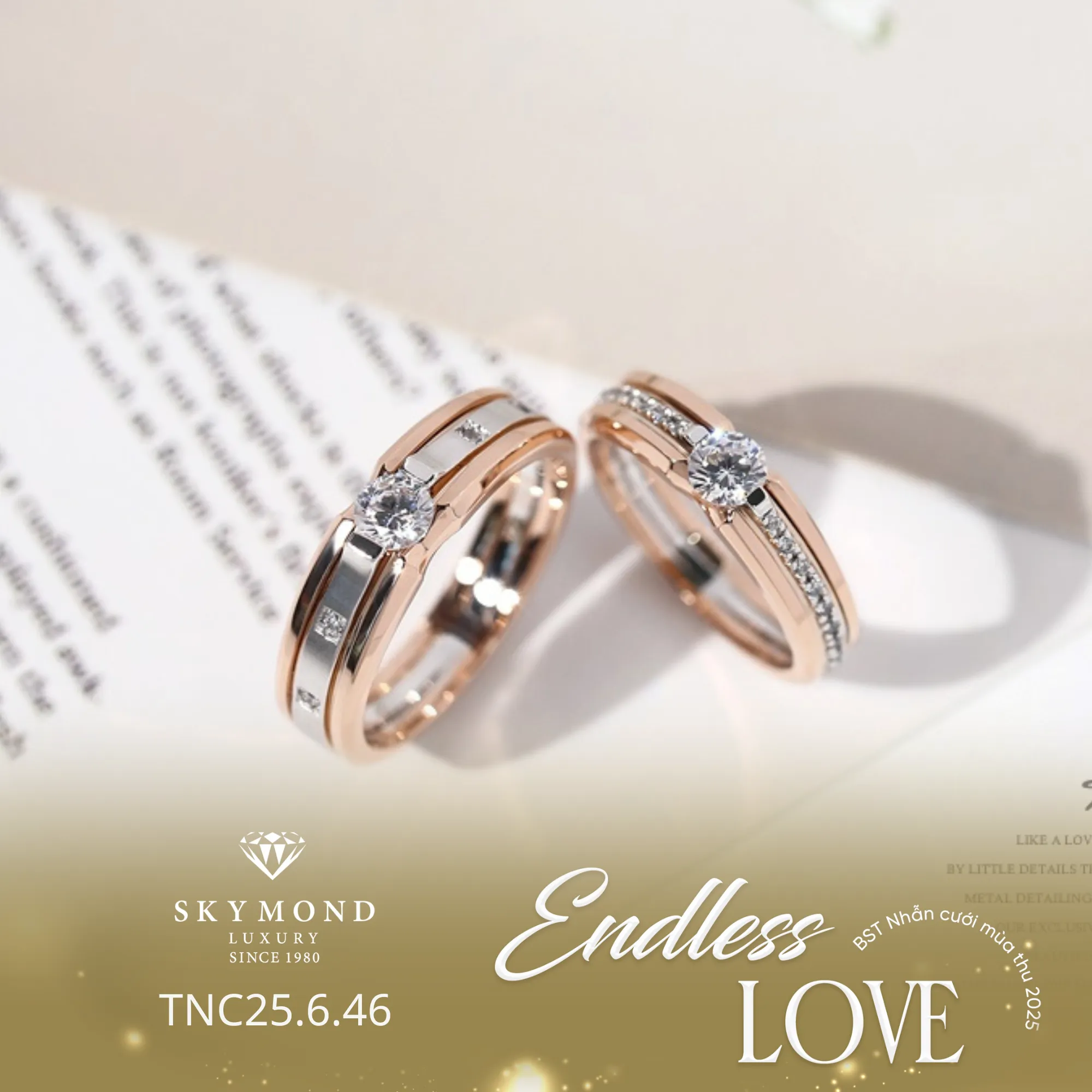 mẫu nhẫn cưới v&agrave;ng gh&eacute;p đẹp