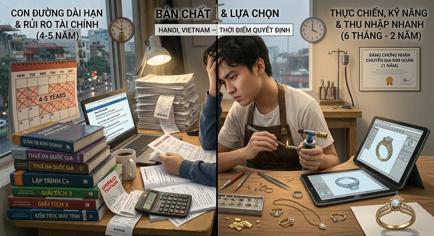 lựa chọn học đại học hay l&agrave;m thợ kim ho&agrave;n